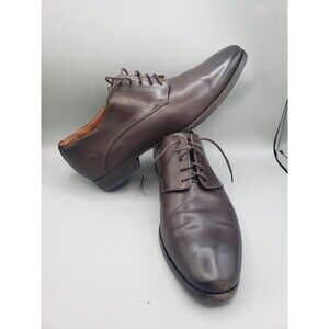WOLF & SHEPHERD Dark Brown Leather Plain Toe Blucher Oxford Dress Mens Size 11